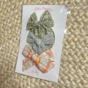 New Little poppy co original bows set 2022 March floral blue striped plaid paste